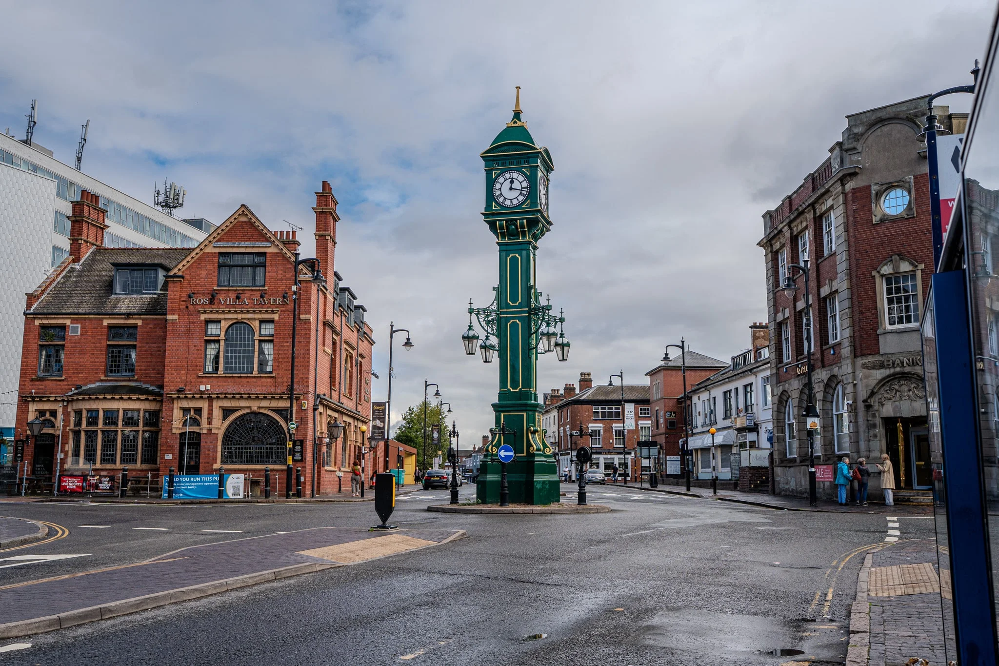The Chamberlain Clock in Birmingham's Jewellery Quarter, beside red-brick Victorian buildings
